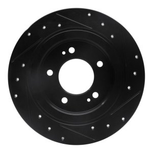 Hyundai Kona Brake Rotor (1) - Rear Left - R1 Concepts - Drilled & Slotted - Black - `13-`25